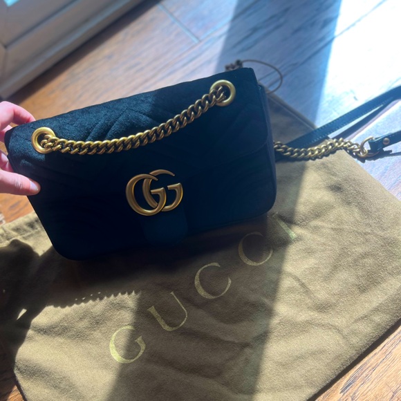 Gucci GG Velvet Marmont Matelasse Small Shoulder cross body Bag Black - Picture 3 of 16